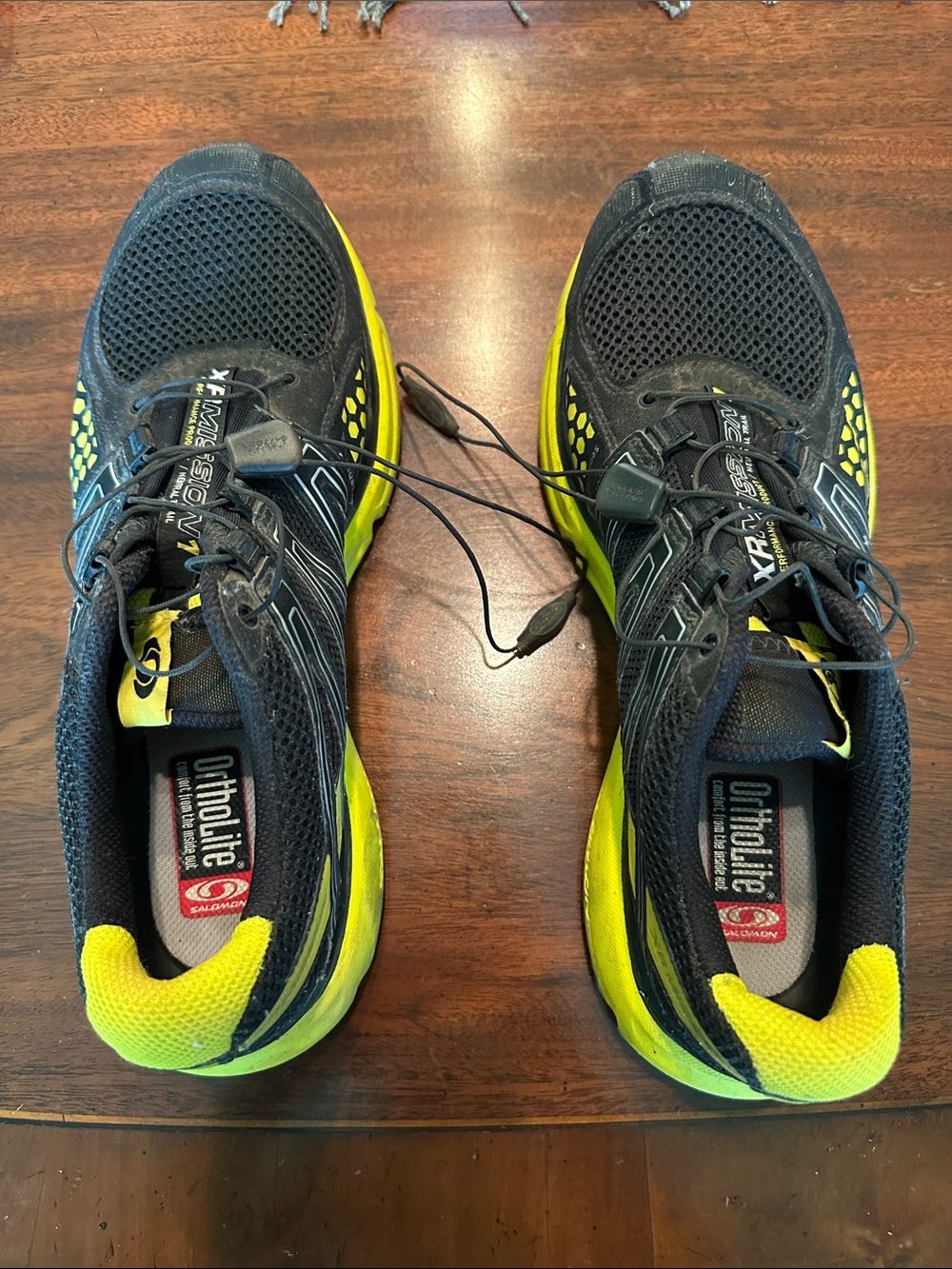 Salomon Men’s Black and Yellow XR Mission1 Athletic Running Shoes in size 10.5